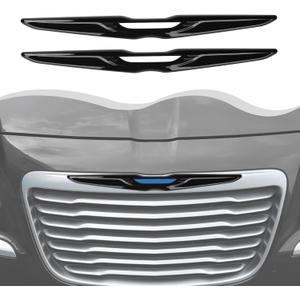 Black Front Bumper Grille Emblem Cover Rear Emblem Badge Cover Trim Compatible with Chrysler 300 300C 2015+