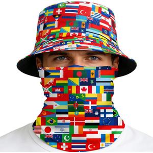 World Cup American Flag Bucket Hat 4th of July Bucket Hat with American Face Mask Gifts Men Women World Cup Merchandise