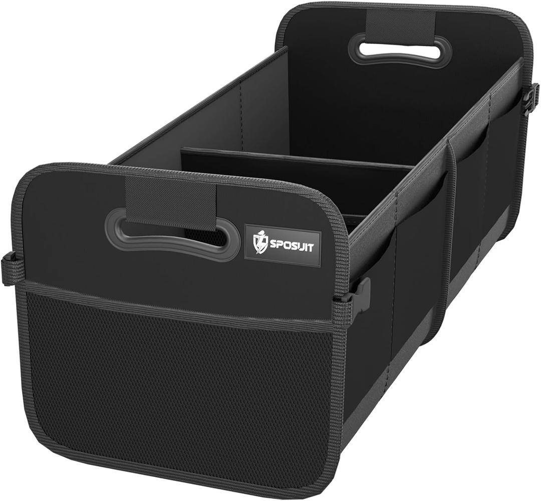 Sposuit Trunk Organizer for Car - 70L Collapsible Car Storage with 11 Pockets & Reinforced Handles, SUV Trunk Organizers for Grocery Cargo, Black 