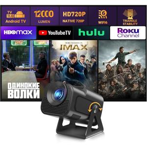 Portable Mini Projector XGODY Gimbal5 - Mini Smart Android 11 HD Projector Supports 1080P 4K WiFi6 BT Home Theater Video Projector with 180 Rotatable Stand Auto Keystone for Android, iOS Matte Black