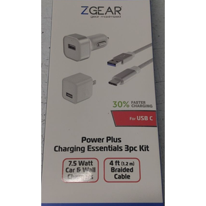 ZGear Power Plus Charging Essentials 3 Pc Kit 7.5Watt 4Ft ZGear Power Plus Charging Essentials 3 Pc Kit 7.5Watt 4Ft