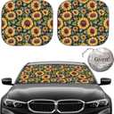 Gven Windshield Sun Shade 2pcs with Bonus Car Sunshade for Front Window Shades 2025 Technology Reflect UV and Heat Sun Visor Automotive Interior Sun Protection (Sunflower, M)