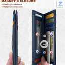 BULLIANT Men Airtag Wallet,Slim Wallet Money Clip Card Holder Magnetic Closure 12 Cards in Front Pocket RFID Blocking (Purplish Blue6269)