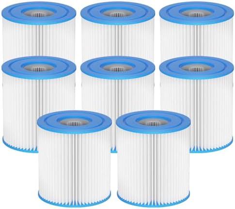 29007E Type H Swimming Pool Filter Cartridge Replacement Compatible with Intex 29007E 330 GPH 28601EG Filter Pump for Above Ground Pools, Swimming Pool Easy Set Filter Type H, 8 Pack