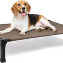 Heeyoo Elevated Dog Bed, Cooling Raised Pet Cot with Chew Proof Washable Breathable Mesh and Metal Frame, Portable Dog Cot Bed with No-Slip Feet for Outdoor or Indoor Use (42"L x 30"W x 8.4"H, Brown)