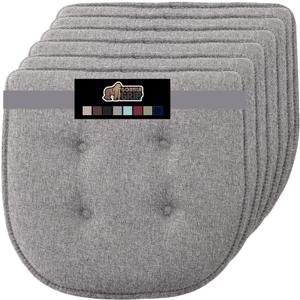 GORILLA GRIP Slip Resistant Tufted Chair Cushions, No Ties Required, Set of 6 Memory Foam Pads for Dining Room Kitchen Table, Office, Rocking Chairs, Plush Seat Cushion Pad, Home Decor, 16x17, Gray