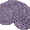 SHACOS Round Braided Placemats Set of 6 Round Placemats Cotton Blend Fabric Table Mats for Wedding Party (Light Purple, 6)