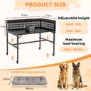 Beside Dog Bed,2 Panels Adjustable Height Dog Bunk Beds,41.3”x27.5” Metal Frame & Cushion, Converts to Bunk Bed or Bed Extension Attachment for Human Bed, for Large Dogs