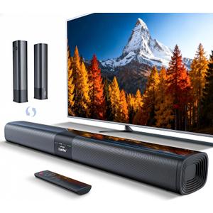 Saiyin Sound Bar for Smart TV, Detachable Soundbar TV Speaker with Bluetooth/ARC/Optical/AUX Input, Super Diaphragm Driver and 3 Preset Sound Effects for TV/PC/Projector.