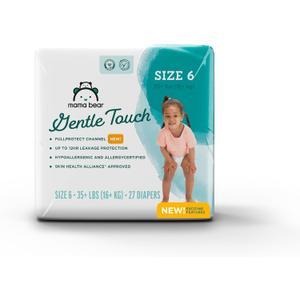 Amazon Brand - Mama Bear Gentle Touch Diapers, Size 6, 27 Count