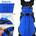 Dogcheer Dog Coat with Harness, Waterproof Warm Dog Winter Jacket with Pockets, Reflective Pet Fleece Jacket Turtleneck Snowsuit for Small Medium Large Dogs - Blue, 3XL (XXX-Large(Chest:42.9" Back:26.8" Neck:26.8"))