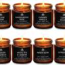 8 Pack Soy Wax Scented Candle Set - Lavender Chamomile, Citrus Sage, Amber Musk, Balsam Cedar, Coffee Whiskey - Long Lasting Aromatherapy Candles, Unisex Home & Gift Set