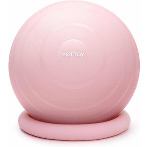 YOTTOY Exercise Ball Chair with Base,Yoga Ball Chair for Home Office Desk, Stability Ball & Fitness Ball Seat with Pump (Pink, 23-26ines(58-65cm))