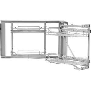 VEVOR 18" W Opening Blind Corner Pull Out Organizer, 2 Tier 4 Shelf Kitchen Cabinet Organizer, Magic Chrome Carbon Steel Storage Basket, Slide Out Storage Organizer, Left & Right Open Compatible