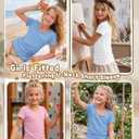Oakgarden 3 Pack Girls Short Sleeve Tops | U Neck, Slim Fit, T Shirts, Ruched, Summer, Cute, Casual, Basic Tees, 5-14Y, Back to School, Uniform, Lovely, Workout
