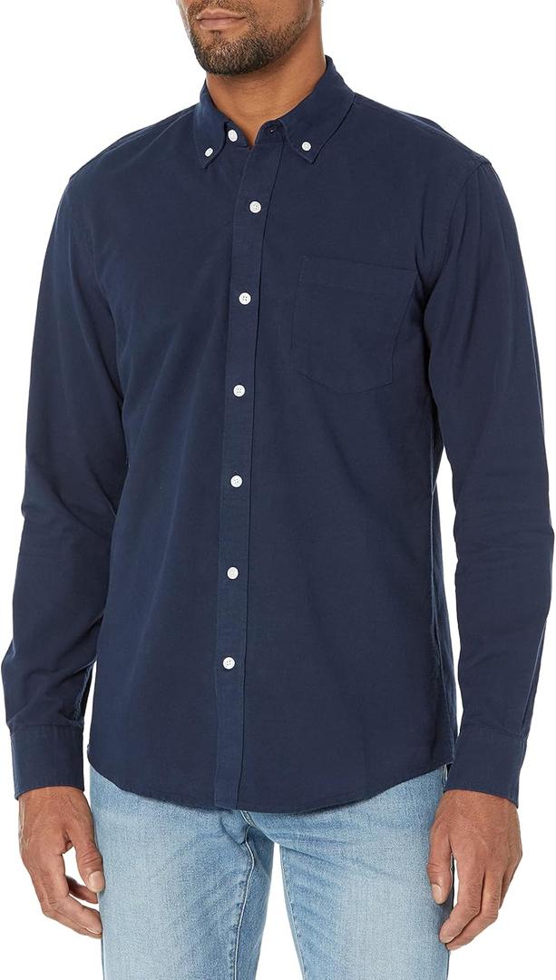 Amazon Essentials Slim-Fit Dress Shirts for Men - Long-Sleeve, Pocket, Button-Down Oxford Shirt (Navy) X-Large