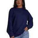 Mrskoala Womens Oversized Sweatshirts Pullover Fall Fleece Crewneck Tops Dark blue XL
