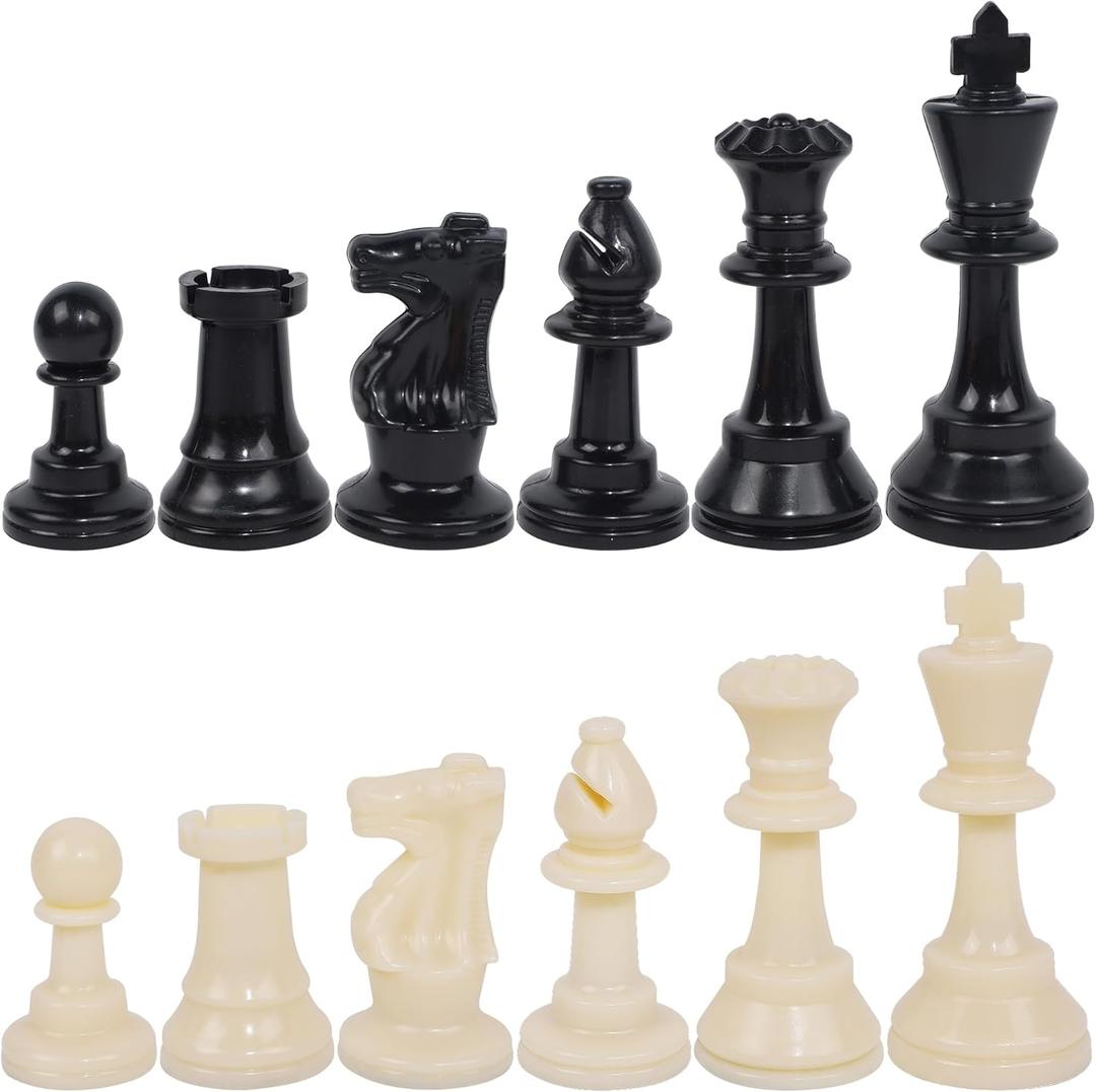 Juegoal Plastic Chess Pieces Only, 32 Pieces Each Chessmen Pieces, 3.75 Inch King Figures Chess Game Pawns Figurine Pieces, Replacement of Missing Piece