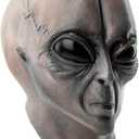 Realistic Alien Mask Latex Full Head Big Eyes Masks Costume for Adult Teens Halloween Cosplay Party Props Scary Party Decoration Novelty Headwear Outfit