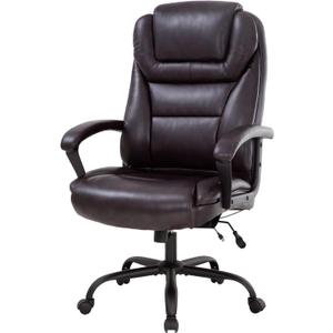 Office Chair Big and Tall 500lbs Ergonomic Computer Chair High Back PU Leather Wide Seat Desk Chair with Lumbar Support Arms Executive Task Chair for Hone Office,Brown