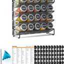 SpaceAid Spice Rack Organizer with 20 Spice Jars, 386 Spice Labels, Chalk Marker and Funnel Set for Cabinet, Countertop, Pantry, Cupboard or Door & Wall Mount - 20 Jars, 9.8" W 10.8H, Black