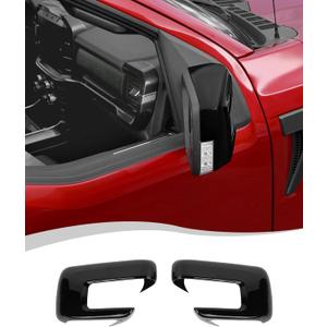 Black Mirror Caps Covers with Turn Signal Cut hole Fit for 2021-2024 2025 Ford F150 F-150 Pickup Side View Door Mirror Cover Caps Trims (Left & Right)