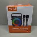 Karaoke Machine, Portable Bluetooth Speaker with 2 Wireless Microphones for Adults & Kids with Lights, Karaoke Microphone with PA System Supports USB/TF/FM/AUX for Home Party Home System Packages (Black)