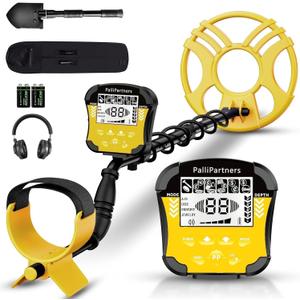 PalliPartners Metal Detector for Adults Waterproof-Professional Higher Accuracy Gold Detector with LCD Display,5 Mode, Advanced DSP Chip 12" Coil(Yellow)