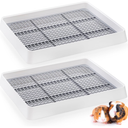 WUWEOT 2 Pack Large Rabbit Litter Box, Shallow Bunny Restroom Litter Tray, Small Animals Litter Pan Toilet Potty Trainer with Grate for Rabbit Hamster Ferret Rats Guinea Pigs Hedgehog Chinchillas