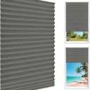 Temporary Light Filtering Paper Shades for Windows Pleated Blinds with Adhesive,No Tools No Drilling Free Cut Size Temporary Room Darkening Shades CurtainType Rectangular Semi Blackout Grey, 35"W x 59"H_6PCS