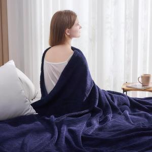 NEWCOSPLAY Knitted Dark Navy Blanket Super Soft Plush Throw for Couch Fuzzy Fluffy Microfiber Lightweight Blanket for Bed Sofa All Season Use (Dark Navy, Throw(50"x60"))