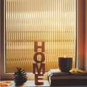 Windimiley Window Privacy Film 3D Reeded Glass Static Cling, 23.6" x 157.5" | Fluted Frosted Decorative Window Stickers Winter Heat Control Sun Blocking Film Peel and Stick Adhesive Door Cover, Umber