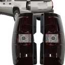 For 2007 2008 2009 2010 2011 2012 2013 2014 Chevy Tahoe Suburban Tail Lights Assembly Replacement 07-14 Rear Brake Lamps Driver and Passenger Side,Red Smoked With Bulb and Harness GM2800196,GM2801196