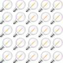 Brightown G40 Led Replacement Light Bulbs, 1W Shatterproof Globe Plastic Bulb Fits E12 or C7 Candelabra Screw Base, 1.5 Inch Dimmable Light Bulbs for Indoor Outdoor Patio Decor, Warm White, 50 Pack