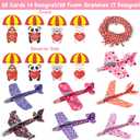 28 Pack Valentines Day Gifts for Kids, Foam Airplanes Party Favor Set with Valentines Greeting Cards for Kids, Valentine's Day School Prize Party Favor, Classroom Exchange Gift Set