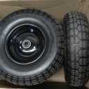 TICONN 4.00-6 Tire and Wheel Flat Free, 2 Pack 13" Solid Tires with 5/8" Axle Bore Hole and Double Sealed Bearings, Perfect for Wheelbarrow, Garden Cart, Wagon, Dolly (Black, 2PK)