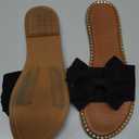 Sksshion Women's Bow Knot Slides Open Toe Flat Sandals Summer Slip On Slippers (8.5, Black)