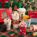FMP Brands 50 Pack Christmas Paper Coffee Cup Sleeves, Disposable Holiday Coffee Sleeves fit 12oz, 16oz, 20oz, 24oz Disposable Coffee Cups, Hand Protection for Hot and Cold Drinks