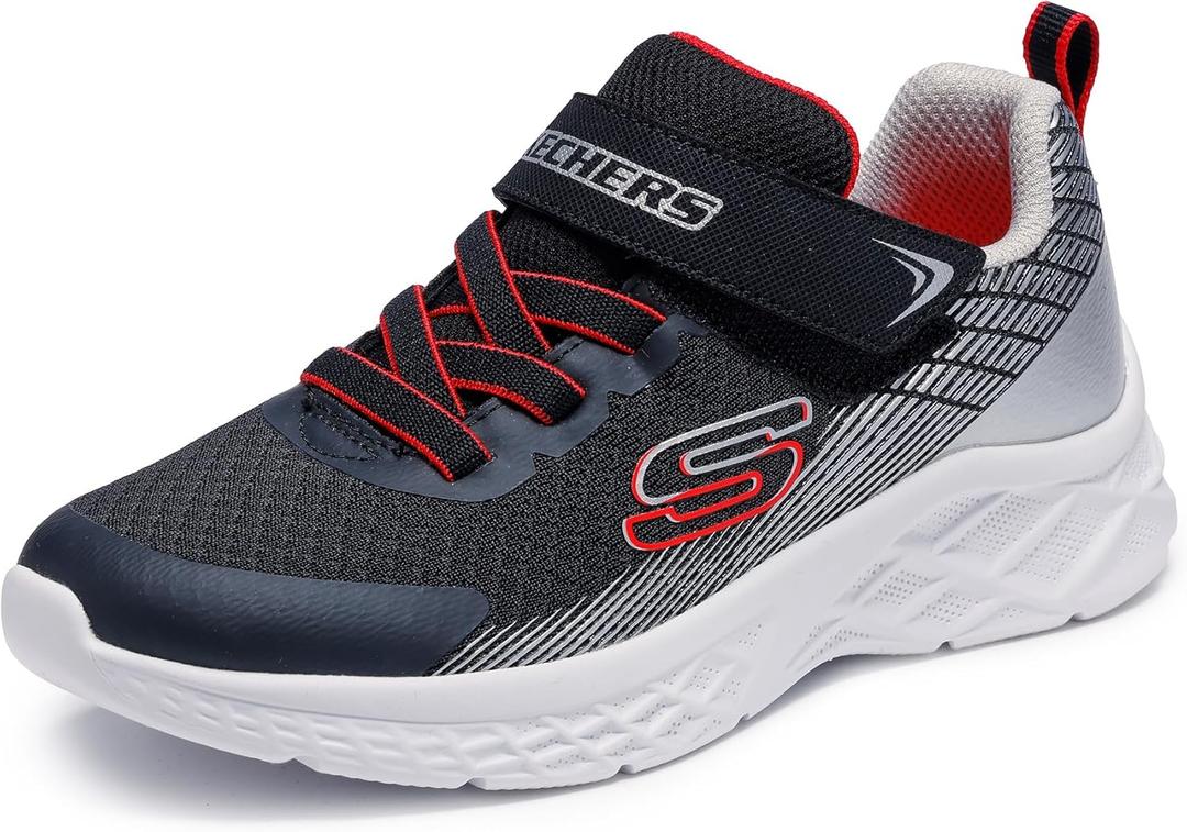 Skechers Kids' Dynamatic Sneakers (11 Little Kid, Black/Silver)