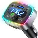 Bluetooth 5.4 Car Adapter 60W Charging USB Bluetooth Adapter for Car,Wireless Fm Transmitter Radio,Handsfree Calling and Audio Receiver,HiFi Music Player,7 Colors LED Backlit