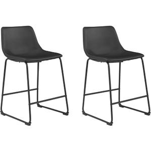 Signature Design by Ashley Centiar 24" Counter Height Modern Bucket Barstool, 2 Count, Black
