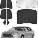 Canvcle Window Shades for 2013-2021 Ford Fusion Accessories Windshield Sun Shade Side Rear Window Covers Sunshade Sun Visor Shield Privacy Protection for Camping Keep Vehicle Cool Black 8PCS