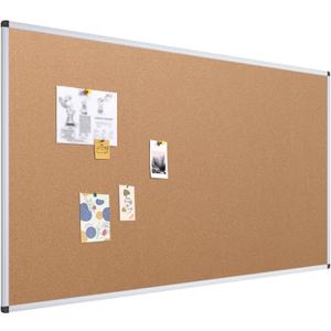VIZ-PRO Large Cork Bulletin Board, 96 X 48 Inches, Wall-Mounted Corkboard with Silver Aluminium Frame for School, Office, and Home 8' X 4'