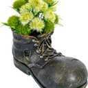 MyGift Vintage Boot Planter, Ceramic Garden Decorative Planter - Indoor/Outdoor Cowbot Boot Design Flower Pot for Succulent Plant, Cactus, Herbs and Flowers