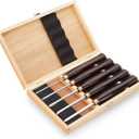 Woodworking HSS Wood Turning Tools Lathe Chisel Set of 5 pcs Mini with Wooden Box, Ideal for Pen Turning and Small Projects