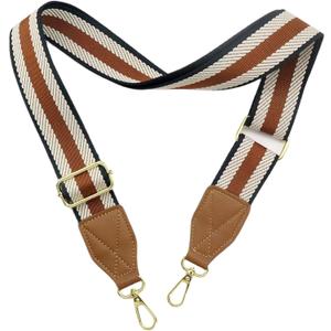 Adjustable Purse Strap with Brown Leather End - 1.5" Wide Handbags, Camera, Guitar, Phone & Crossbody Bag Replacement Shoulder Straps(Gold Hardware)