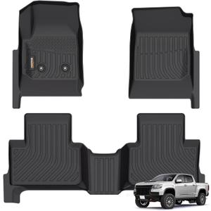 Binmotor-Floor Mats for 2015-2022 Chevy Colorado Crew Cab/GMC Canyon, TPE All Weather Protection Heavy Duty Floor Liners for Chevy Colorado-Black