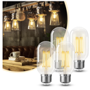 4 Pack LED Edison Bulbs, 4W Edison Light Bulbs, Antique LED Filament Bulbs 40W Equivalent, E26 Base, T45 LED Bulb with Clear Glass, Warm White 2700K, Non Dimmable, Great for Home, Bedroom, Office