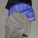 Janmercy 3 Pcs Swim Caps for Boys Girls Silicone Swimming Hat with 3D Ear Pockets for Age 6-15 Bath Hats Short/Long Hair with Ear Plug Nose Clip Supplies(Black, Blue, Grey)