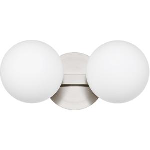 Bathroom Vanity Light Fixtures, Modern 2 Lights Globe Wall Sconce Lighting Brushed Nickel, Porch Wall Mount Light Fixture for Bathroom, Mirror Cabinets Hallway Stairs (Brushed Nickel, 2-Light)